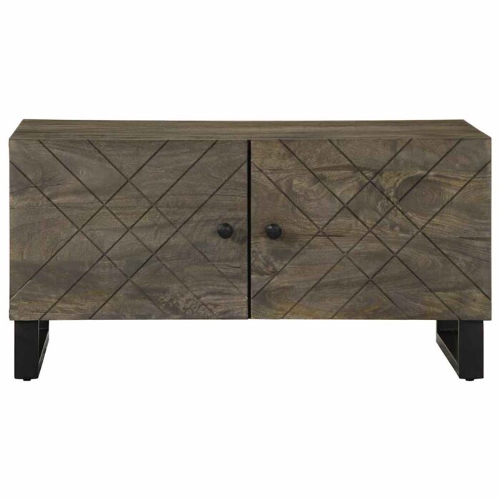 Table basse noir 80x50x40 cm bois massif de manguier – Image 2