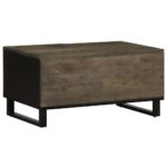 Table basse noir 80x50x40 cm bois massif de manguier – Image 4