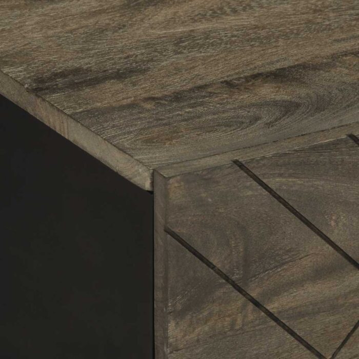 Table basse noir 80x50x40 cm bois massif de manguier – Image 5