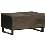 Table basse noir 80x54x40 cm bois massif de manguier – Image 4