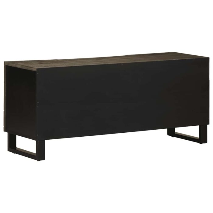 Meuble TV noir 105x33x46 cm bois massif de manguier – Image 4