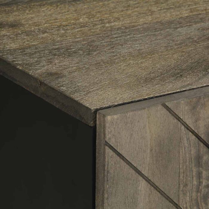 Meuble TV noir 105x33x46 cm bois massif de manguier – Image 5