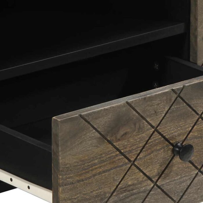 Meuble TV noir 105x33x46 cm bois massif de manguier – Image 7