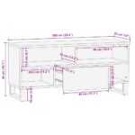 Meuble TV noir 100x33x46 cm bois massif de manguier – Image 10