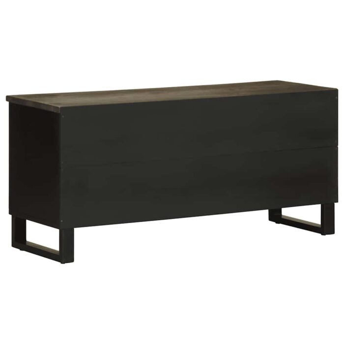 Meuble TV noir 100x33x46 cm bois massif de manguier – Image 4