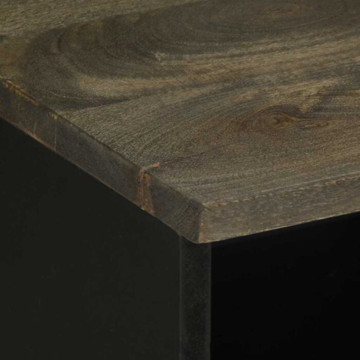 Meuble TV noir 100x33x46 cm bois massif de manguier – Image 5