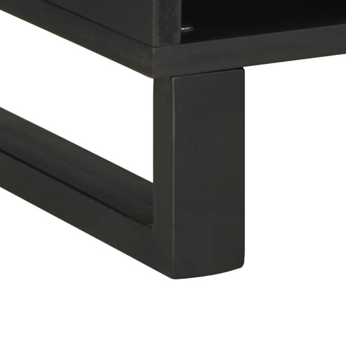Meuble TV noir 100x33x46 cm bois massif de manguier – Image 7