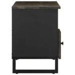 Meuble TV noir 100x33x46 cm bois massif de manguier – Image 3