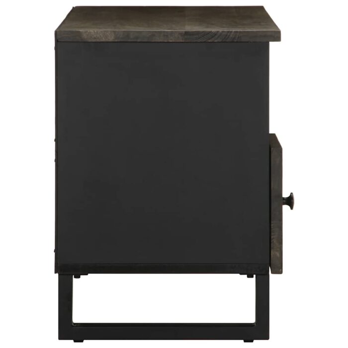 Meuble TV noir 100x33x46 cm bois massif de manguier – Image 3