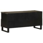 Meuble TV noir 100x33x46 cm bois massif de manguier – Image 4