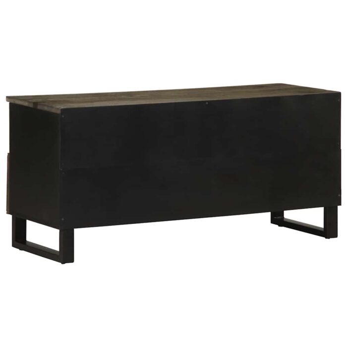 Meuble TV noir 100x33x46 cm bois massif de manguier – Image 4
