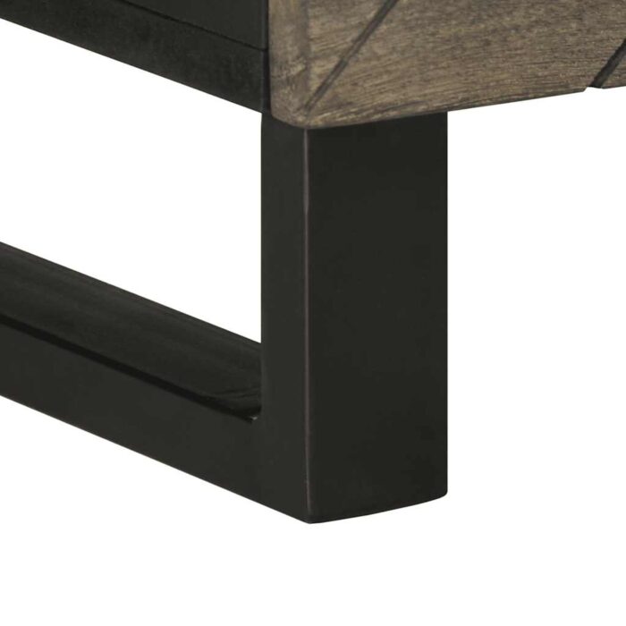 Meuble TV noir 100x33x46 cm bois massif de manguier – Image 7