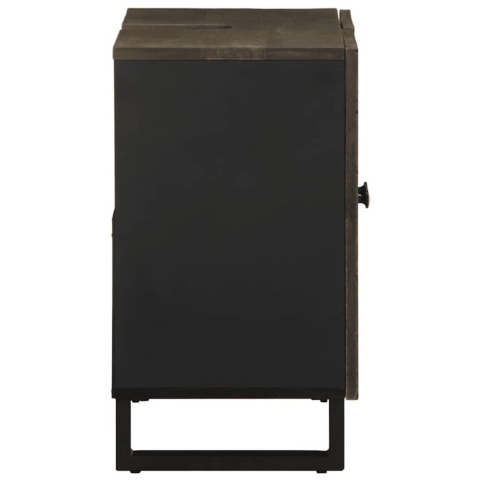 Armoire de lavabo noir 62x33x58 cm bois massif de manguier – Image 3