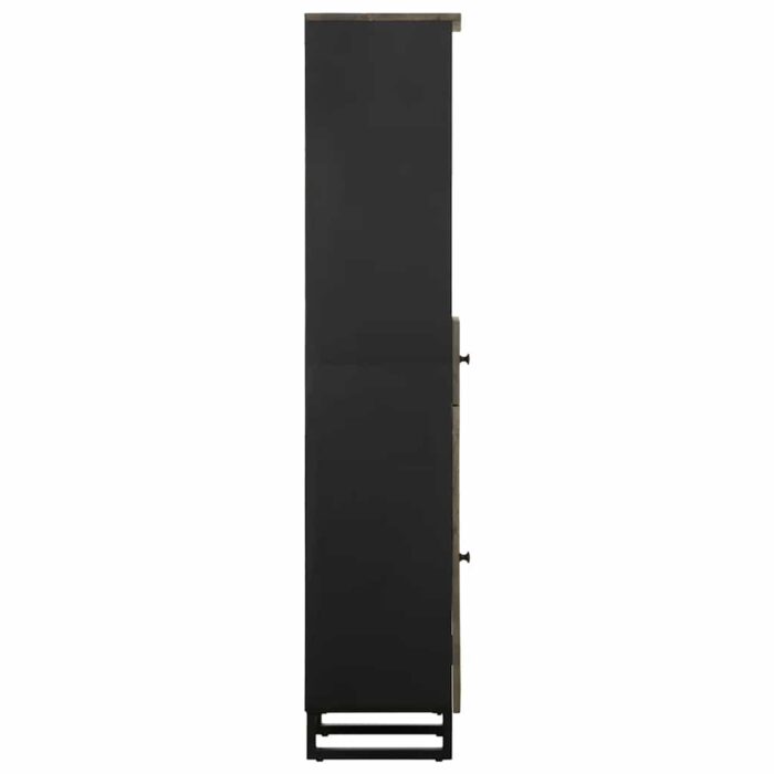 Armoire de salle de bain noir 38x33x160 cm bois massif manguier – Image 3