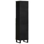Armoire de salle de bain noir 38x33x160 cm bois massif manguier – Image 4