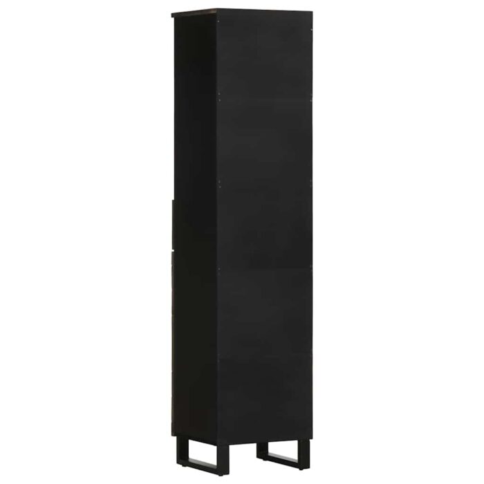 Armoire de salle de bain noir 38x33x160 cm bois massif manguier – Image 4
