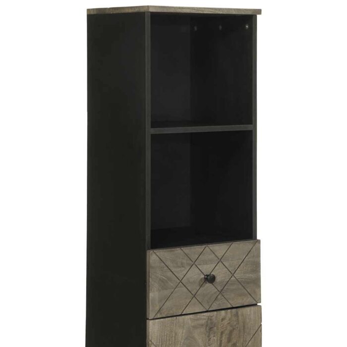 Armoire de salle de bain noir 38x33x160 cm bois massif manguier – Image 5