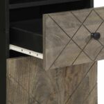 Armoire de salle de bain noir 38x33x160 cm bois massif manguier – Image 6