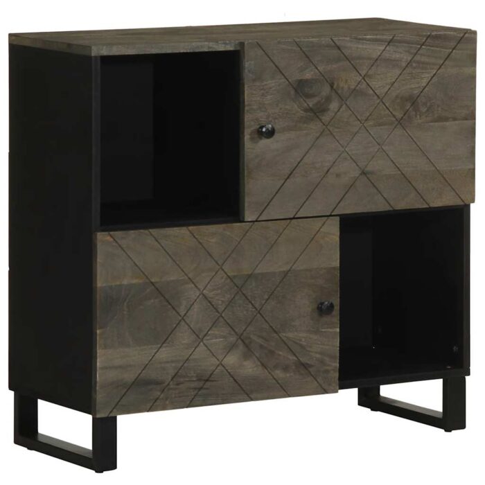 Buffet noir 80x33x75 cm bois massif de manguier – Image 1