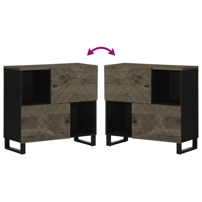 Buffet noir 80x33x75 cm bois massif de manguier – Image 5