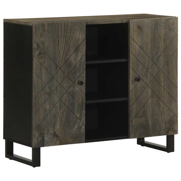 Buffet noir 90x33x75 cm bois massif de manguier – Image 1