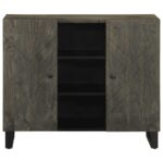 Buffet noir 90x33x75 cm bois massif de manguier – Image 2