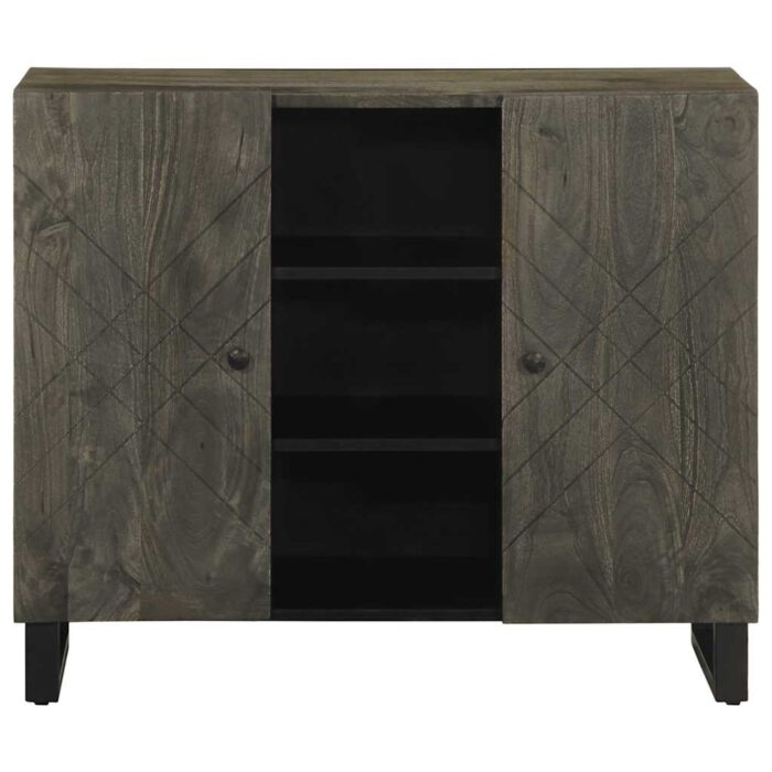 Buffet noir 90x33x75 cm bois massif de manguier – Image 2