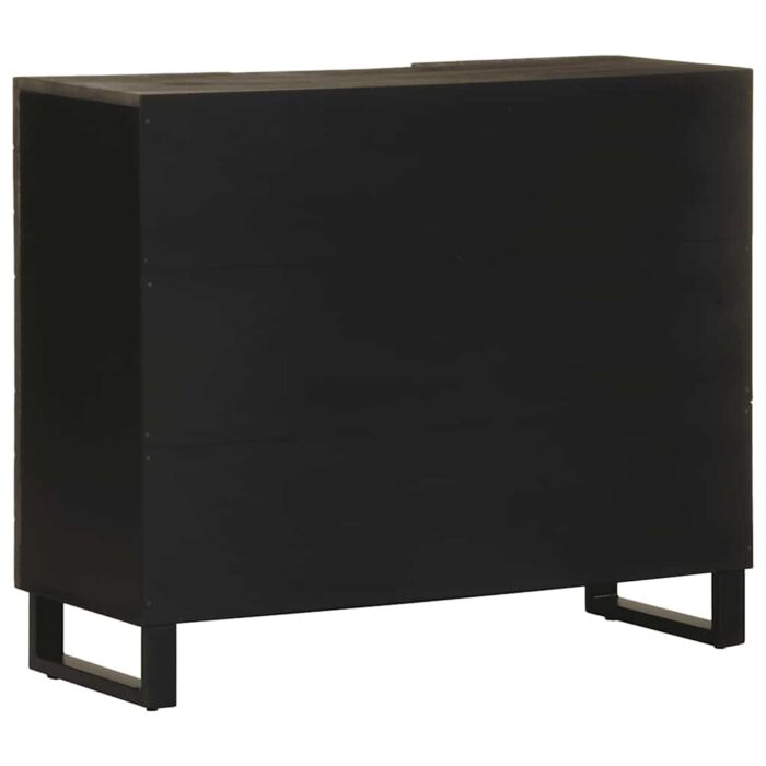 Buffet noir 90x33x75 cm bois massif de manguier – Image 4
