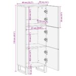 Buffet noir 40x33x110 cm bois de manguier massif – Image 10