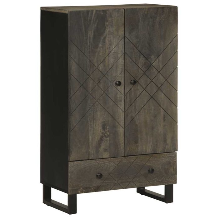 Buffet noir 60x33x100 cm bois de manguier massif – Image 1