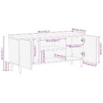 Meuble TV gris clair 105x33,5x46 cm bois massif de manguier – Image 10