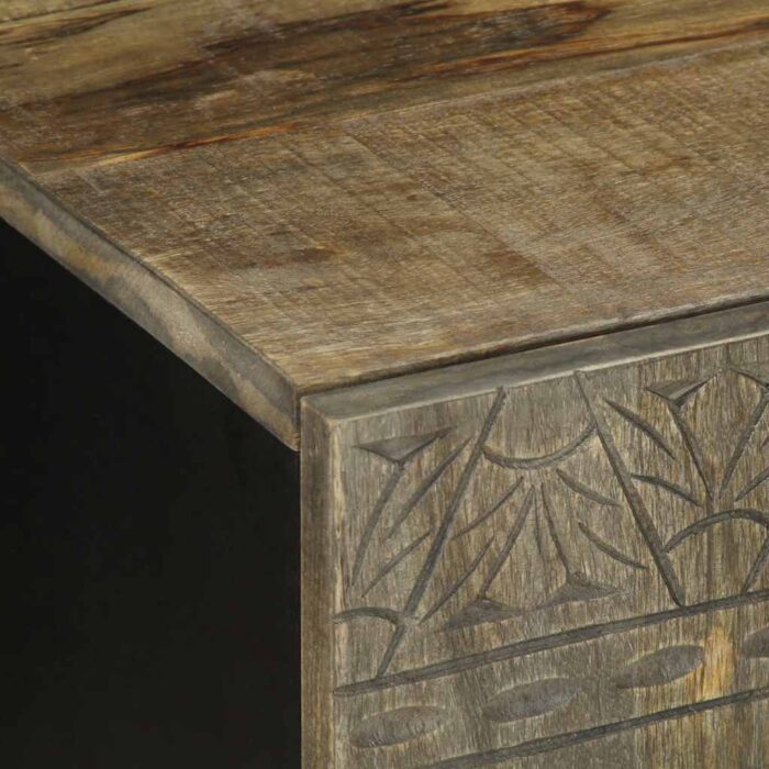 Meuble TV gris clair 105x33,5x46 cm bois massif de manguier – Image 5