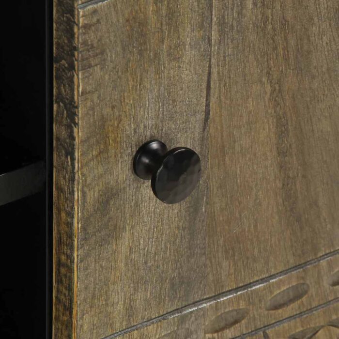 Meuble TV gris clair 105x33,5x46 cm bois massif de manguier – Image 6