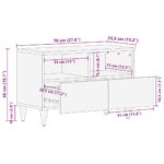 Meuble TV gris clair 70x33,5x46 cm bois massif de manguier – Image 10