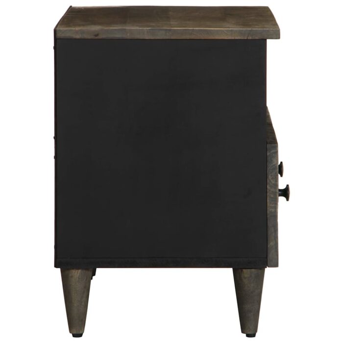 Meuble TV gris clair 70x33,5x46 cm bois massif de manguier – Image 3