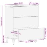 Buffet gris clair 60x33,5x75 cm bois de manguier massif – Image 10