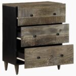Buffet gris clair 60x33,5x75 cm bois de manguier massif – Image 2