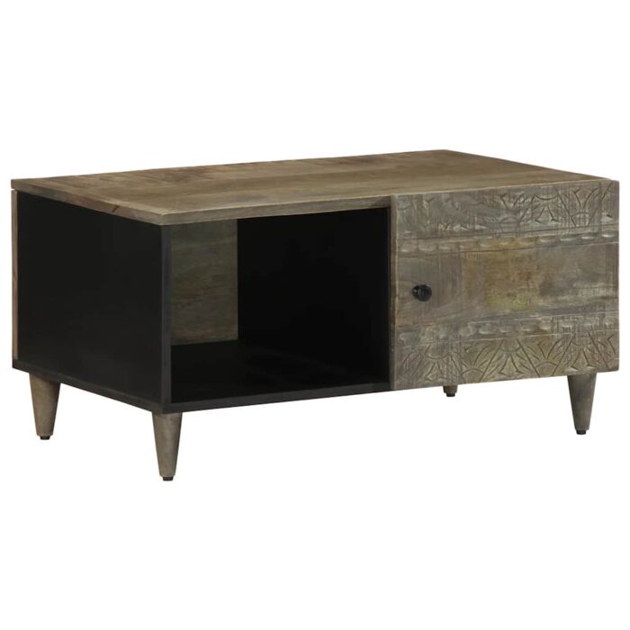Table basse gris clair 80x50x40 cm bois de manguier massif – Image 1