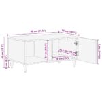 Table basse gris clair 80x50x40 cm bois de manguier massif – Image 10
