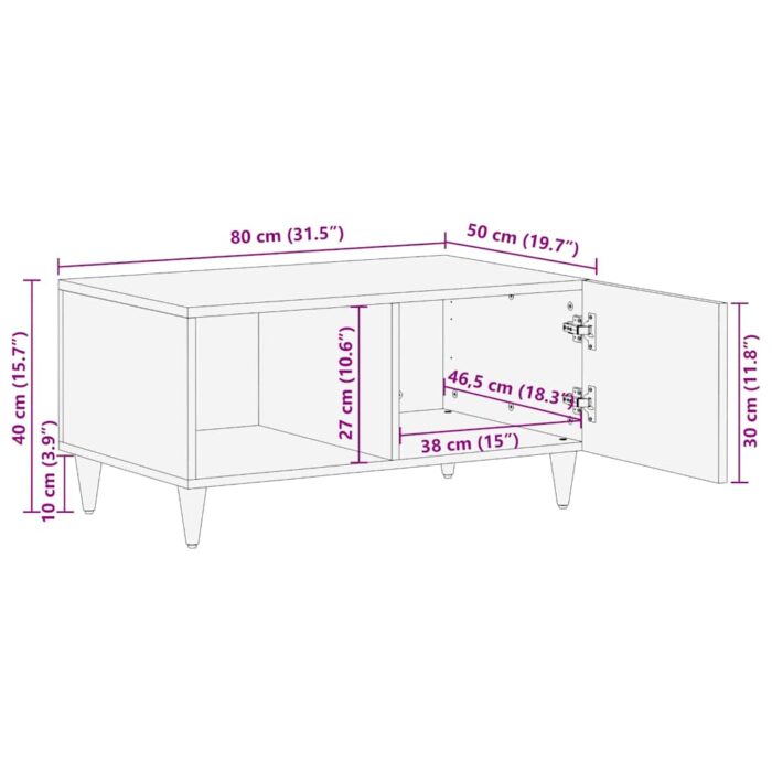 Table basse gris clair 80x50x40 cm bois de manguier massif – Image 10