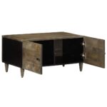Table basse gris clair 80x50x40 cm bois de manguier massif – Image 2