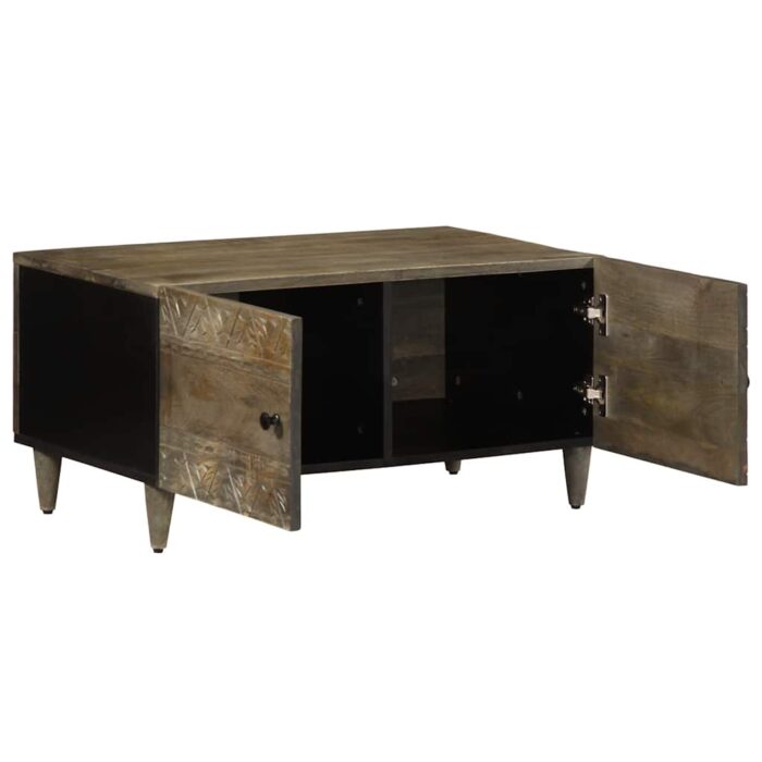 Table basse gris clair 80x50x40 cm bois de manguier massif – Image 2