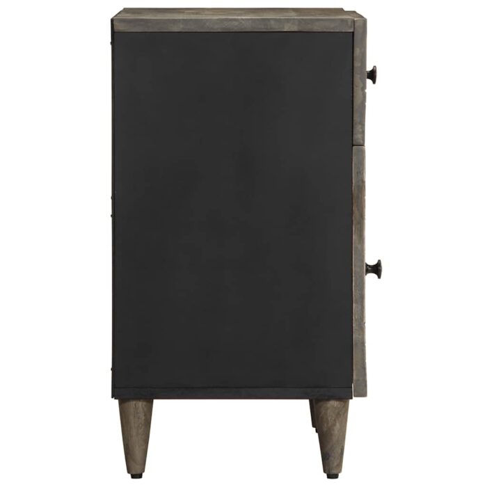 Table de chevet gris clair 50x33x60 cm bois de manguier massif – Image 3