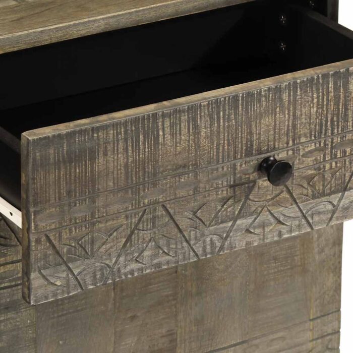 Table de chevet gris clair 50x33x60 cm bois de manguier massif – Image 6