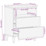 Table de chevet gris clair 50x33x60 cm bois de manguier massif – Image 10