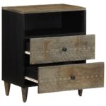 Table de chevet gris clair 50x33x60 cm bois de manguier massif – Image 2