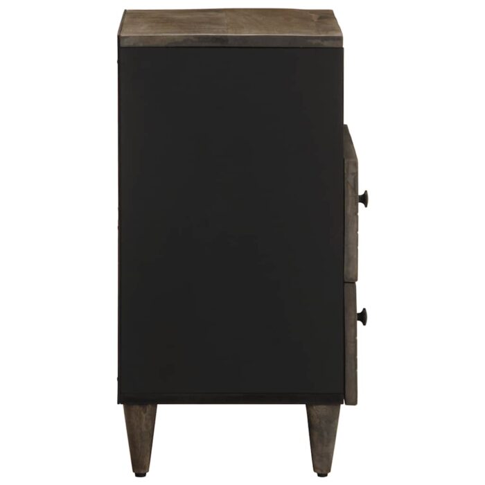 Table de chevet gris clair 50x33x60 cm bois de manguier massif – Image 3