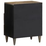 Table de chevet gris clair 50x33x60 cm bois de manguier massif – Image 4