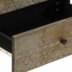Table de chevet gris clair 50x33x60 cm bois de manguier massif – Image 6