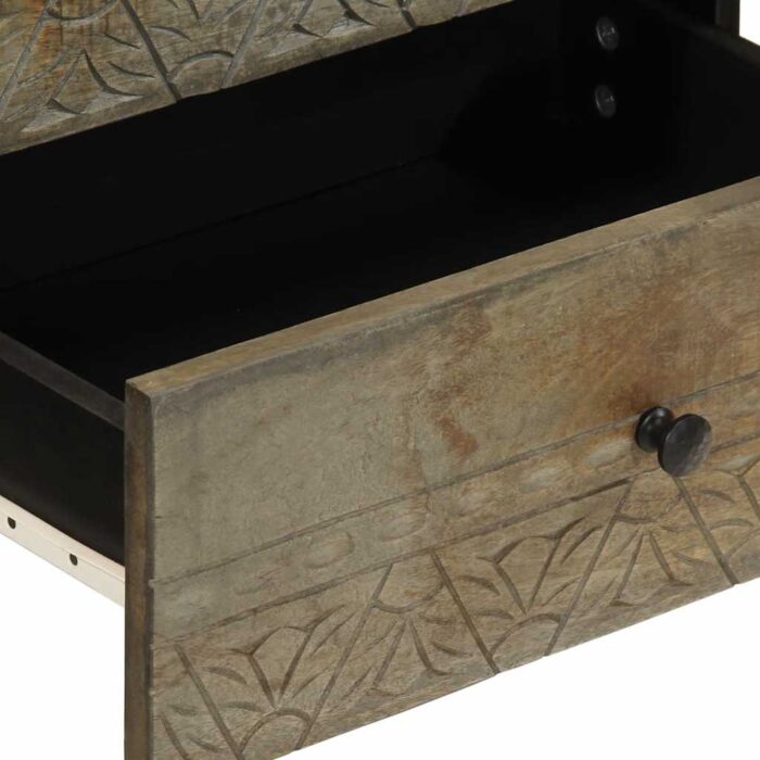Table de chevet gris clair 50x33x60 cm bois de manguier massif – Image 6
